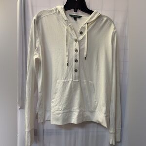 Ralph Lauren White Crewneck Tee with Branded Neck Label.Size Medium